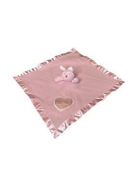 Soft Comfy Baby Boom Baby Lovey Security Blanket Bunny Plush Satin Ruffle Trim